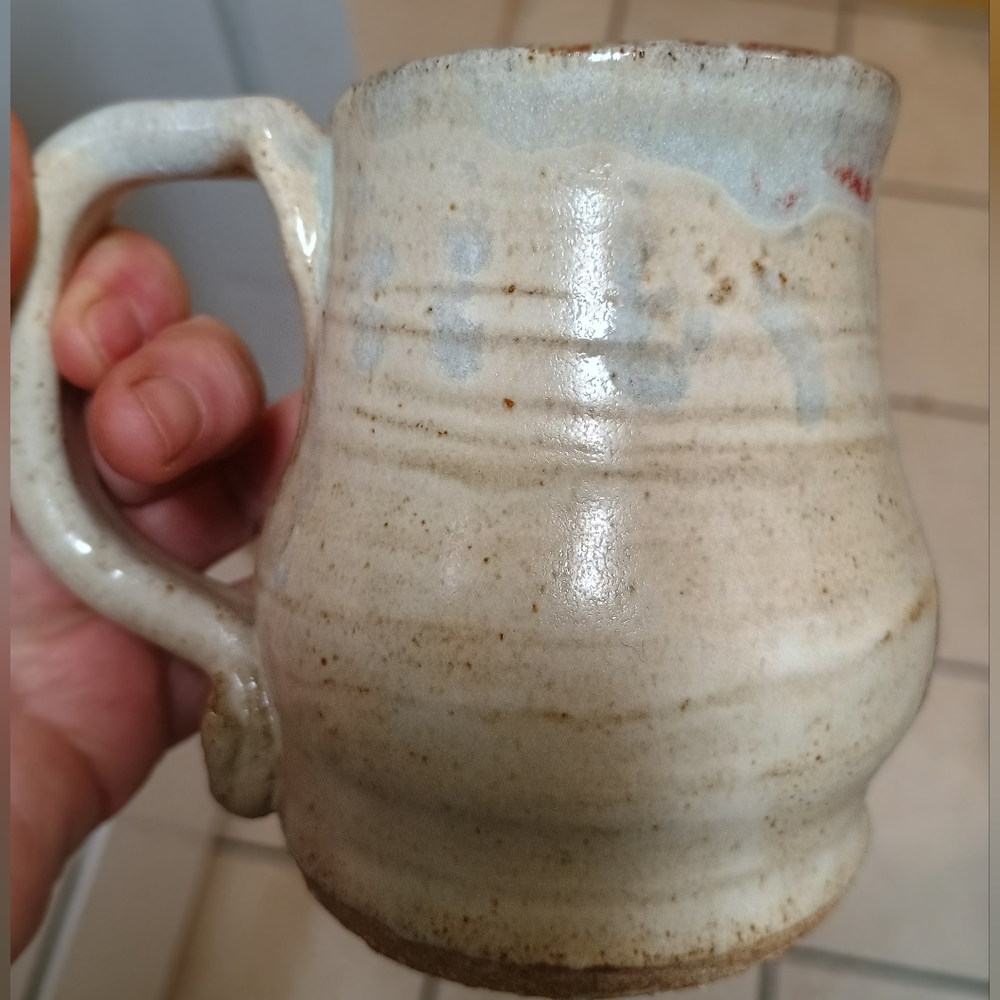 Vtg 90s Unique Hand-Thrown Artisan Pottery Mug, Signed